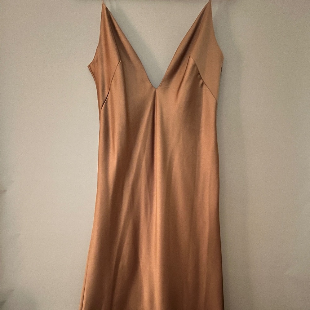 Zara- Long Satin Effect Dress- Rose Gold- XS - NWT